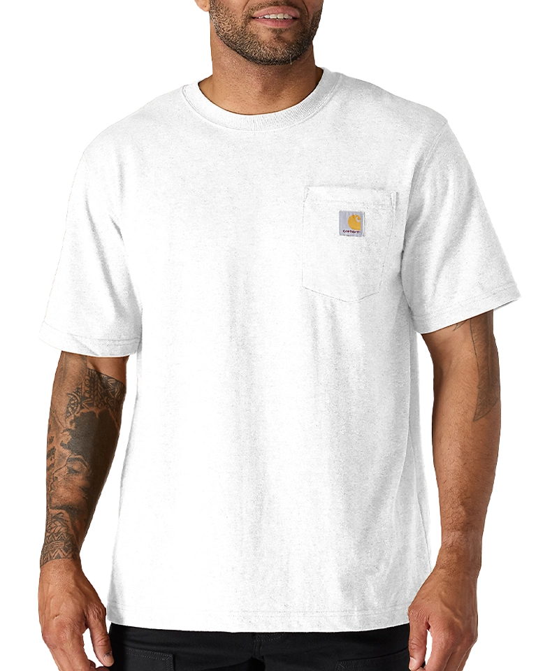 Carhartt t-shirt met borstzak K87 wit voorkant aan