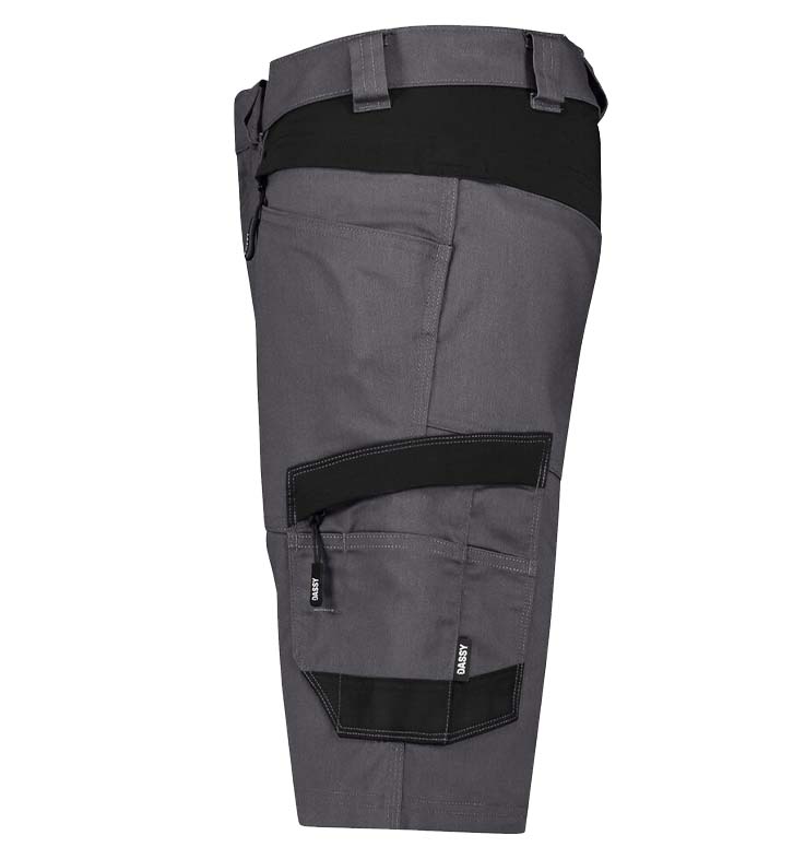 Korte werkbroek Dassy Axis stretch grijs zijkant