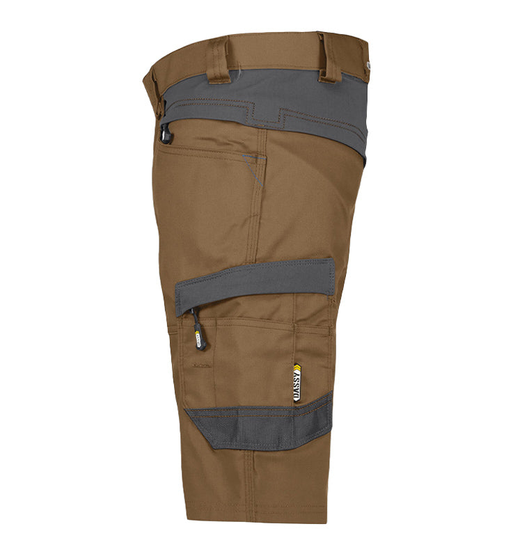 Korte werkbroek Dassy Axis stretch khaky  zijkant