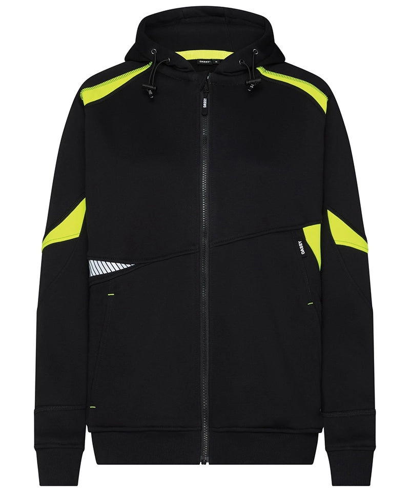 Dassy dames hoodie Santos zwart geel voorkant