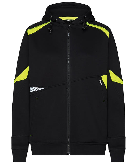 Dassy dames hoodie Santos zwart geel voorkant