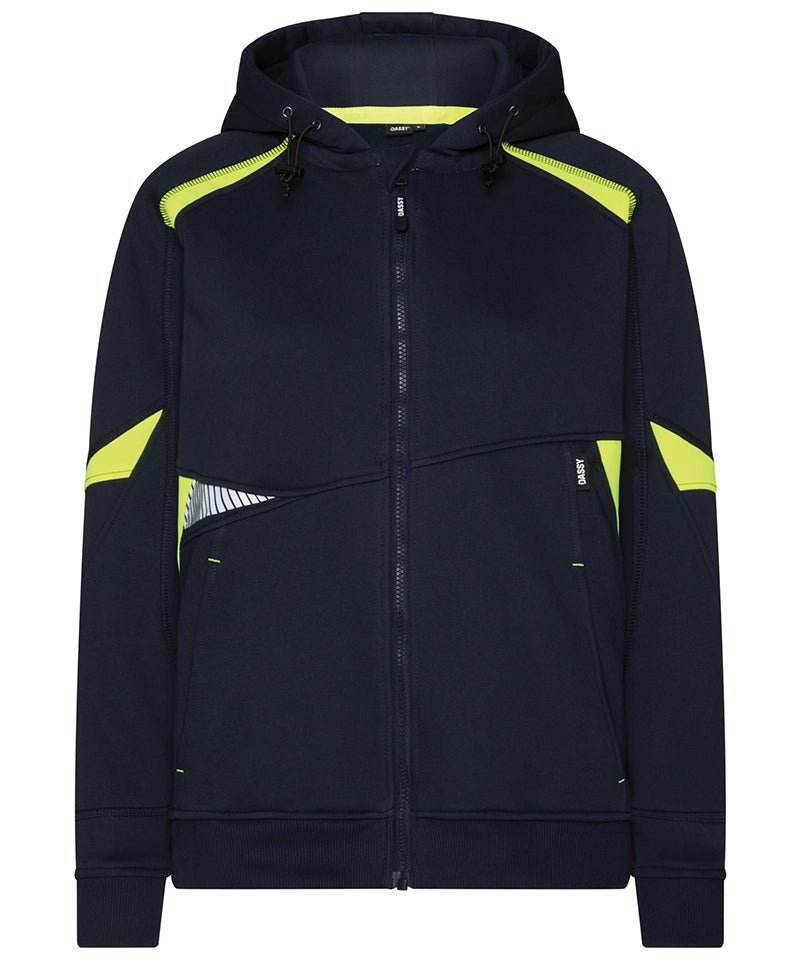 Dassy dames hoodie Santos navy geel voorkant