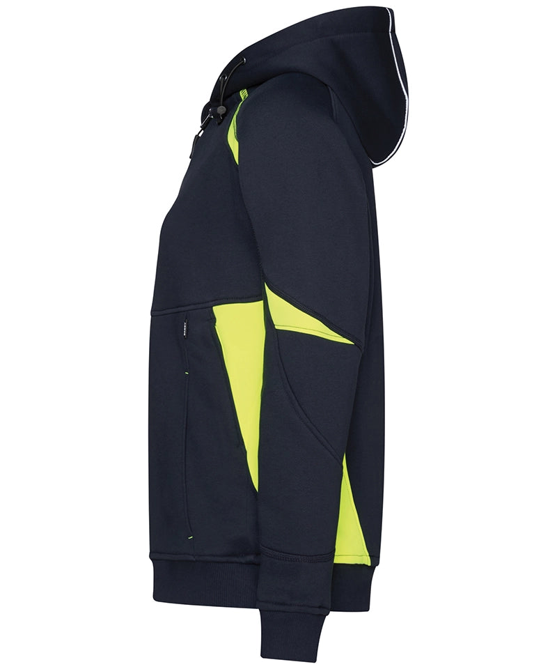 Dassy dames hoodie Santos navy geel zijkant