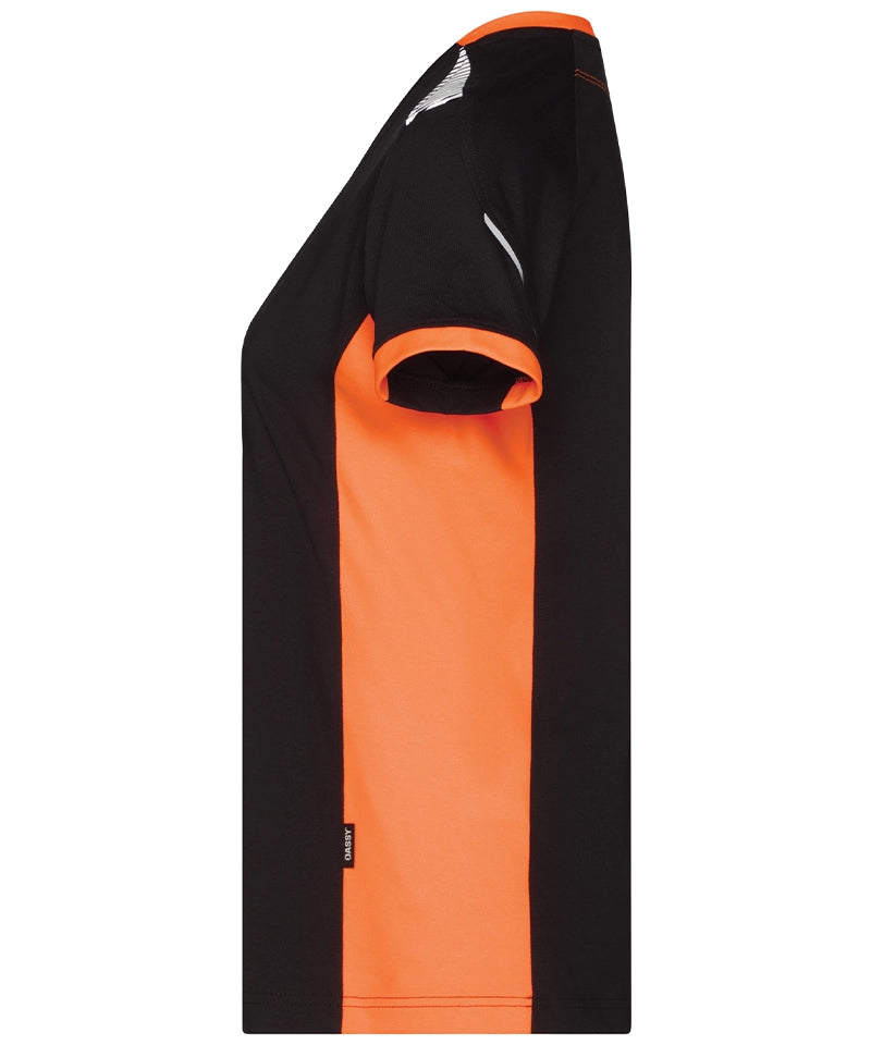 Dassy T-shirt Tampico dames zwart oranje zijkant