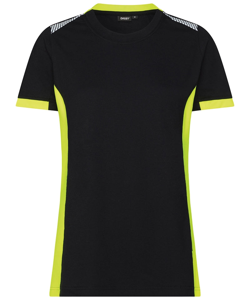 Dassy T-shirt Tampico dames zwart geel voorkant
