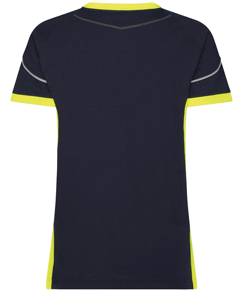 Dassy T-shirt Tampico dames navy geel achterkant