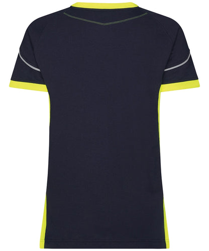 Dassy T-shirt Tampico dames navy geel achterkant