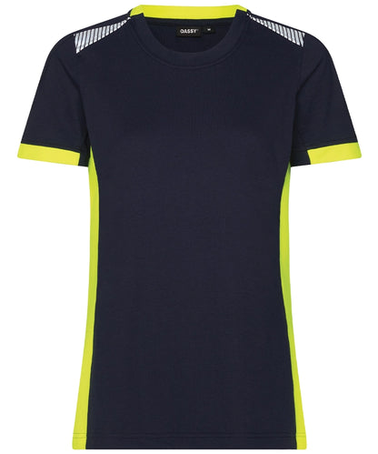 Dassy T-shirt Tampico dames navy geel voorkant