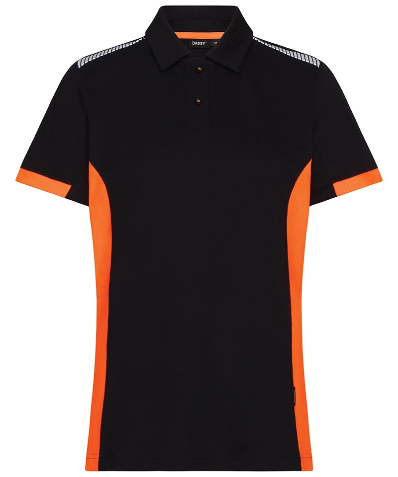 Dassy polo Veracruz dames zwart oranje voorkant