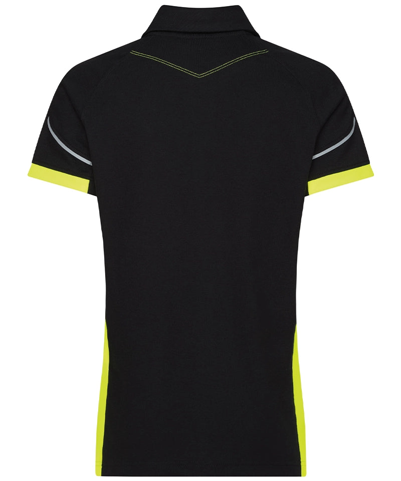 Dassy polo Veracruz dames zwart geel achterkant