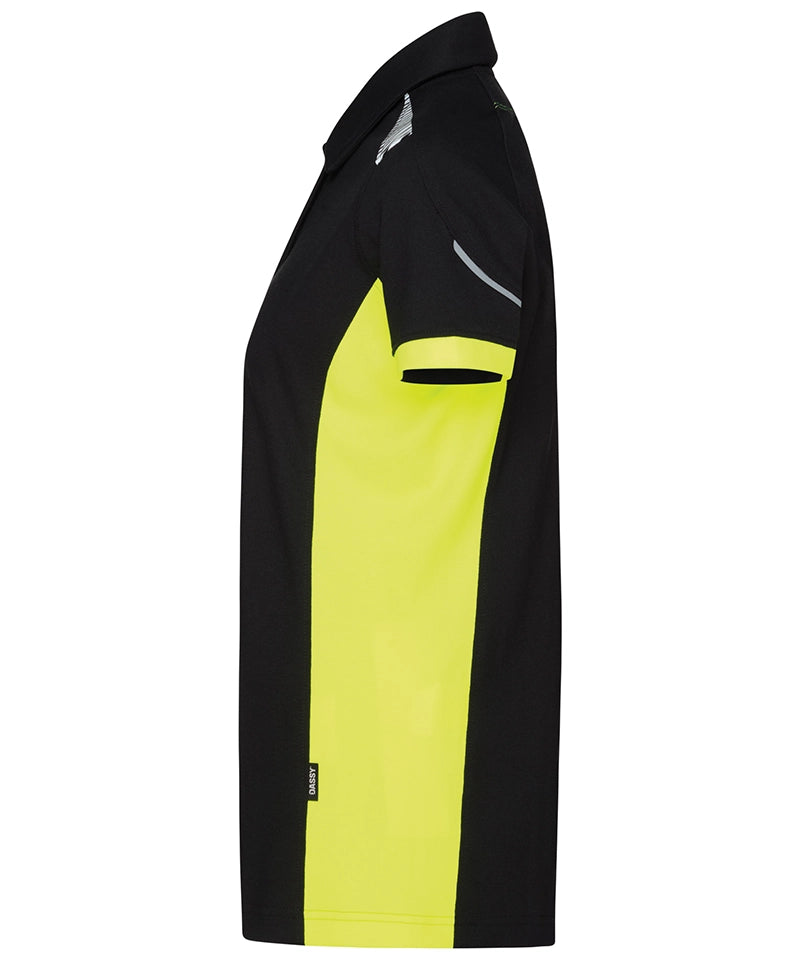 Dassy polo Veracruz zwart geel zijkant