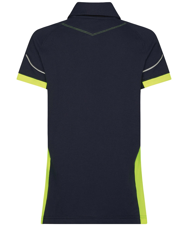 Dassy polo Veracruz dames navy geel achterkant