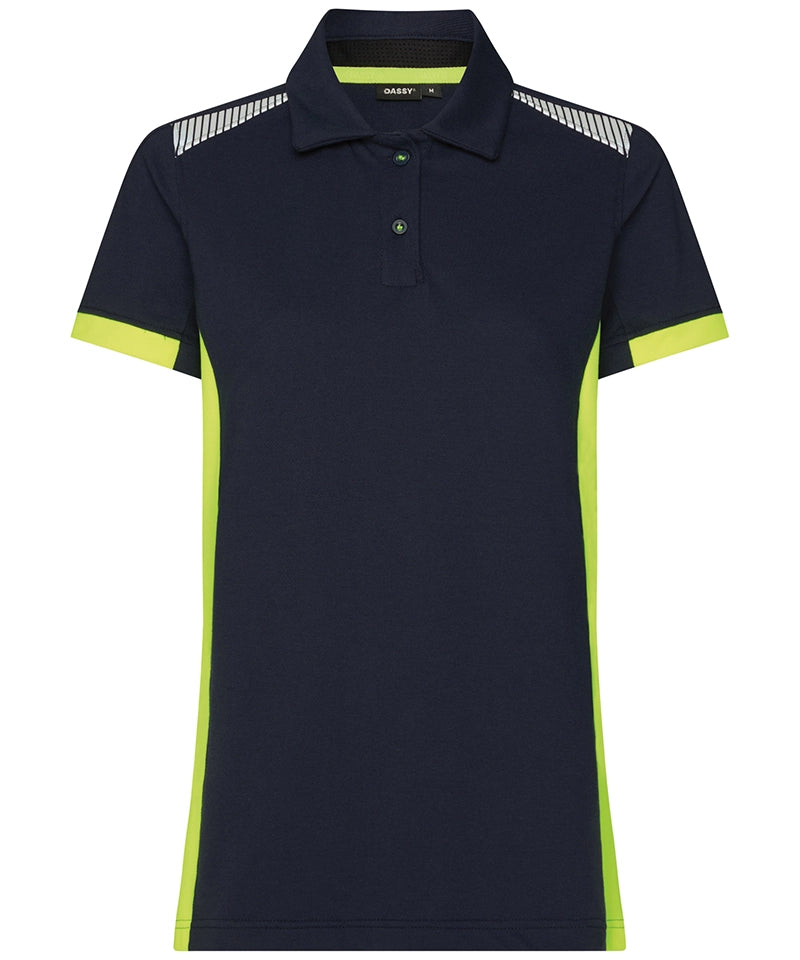 Dassy polo Veracruz dames navy geel voorkant