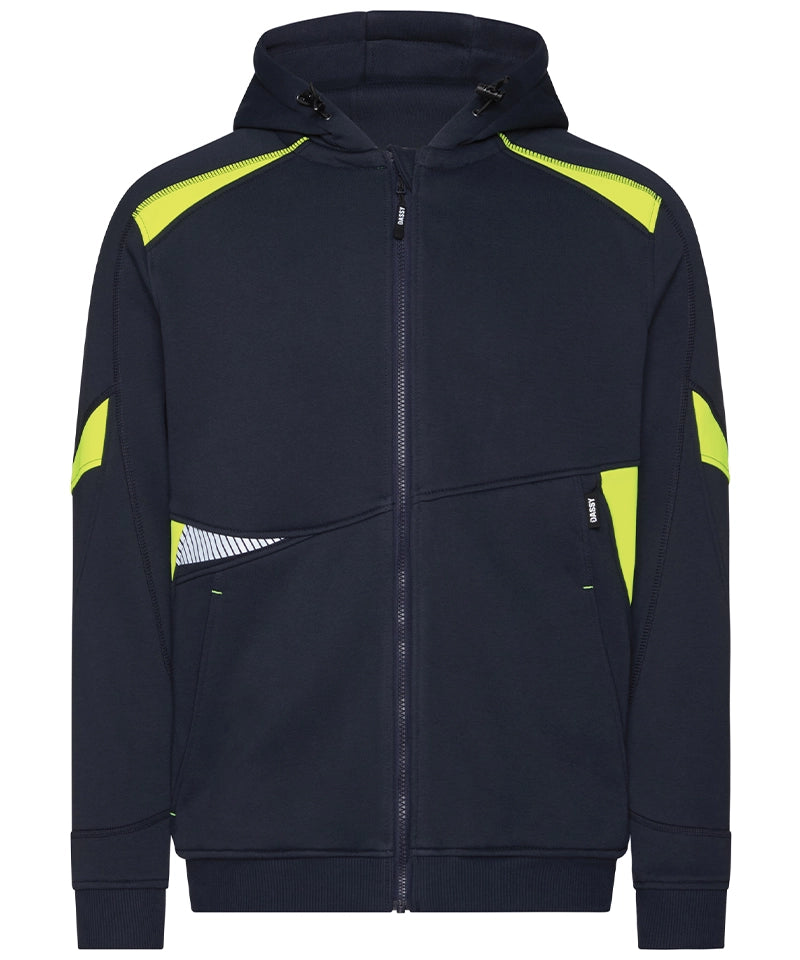 Dassy hoodie Santos navy geel voorkant