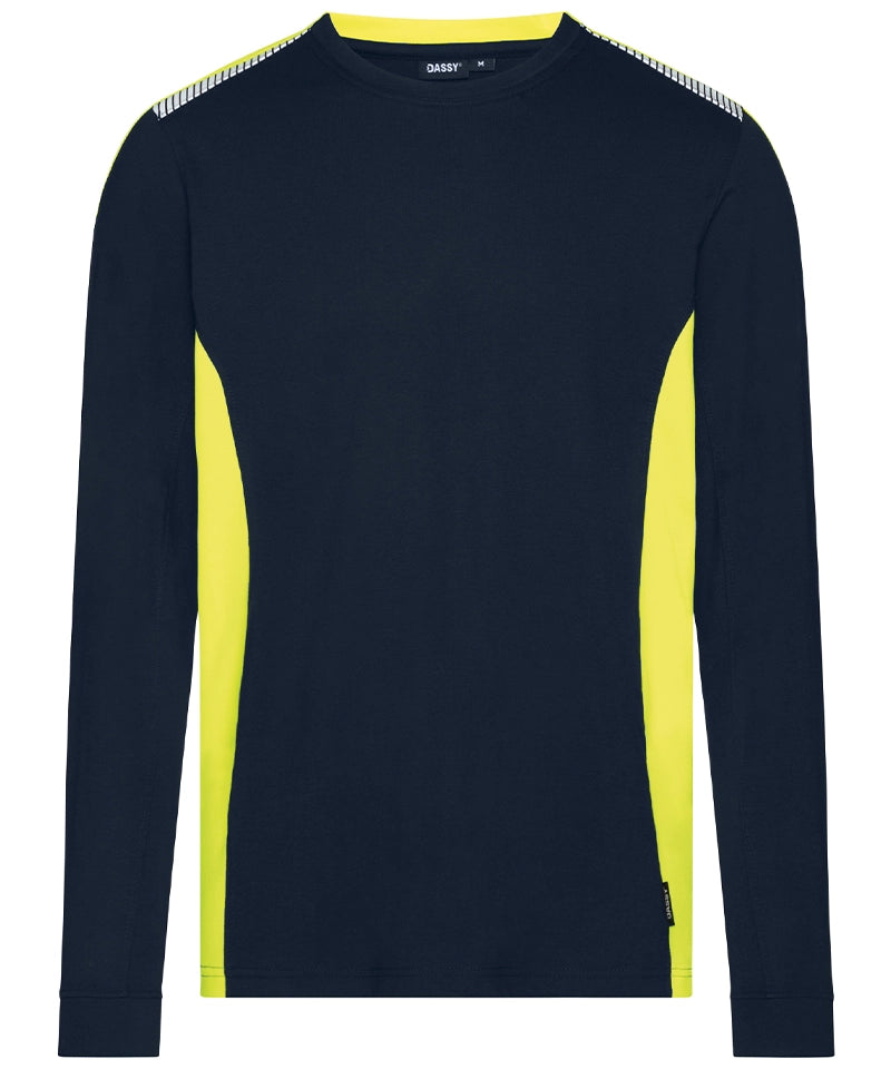Dassy T-shirt lange mouwen Tacoma navy geel voorkant