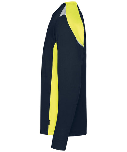 Dassy T-shirt lange mouwen Tacoma navy geel zijkant