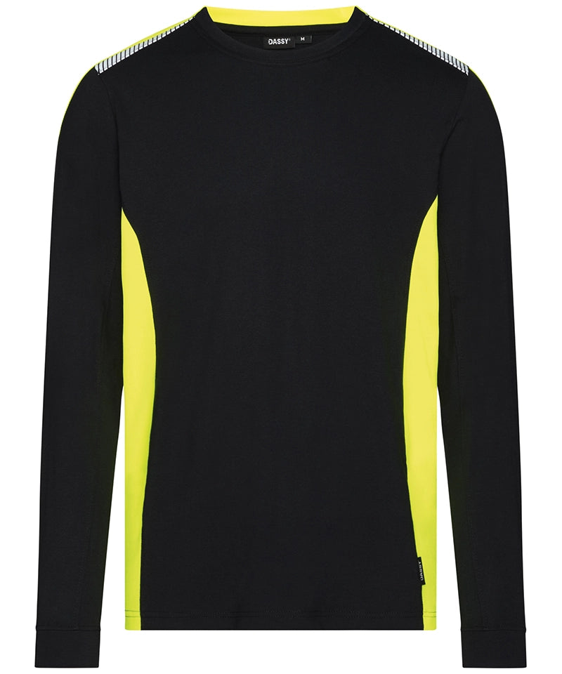 Dassy T-shirt lange mouwen Tacoma zwart geel voorkant