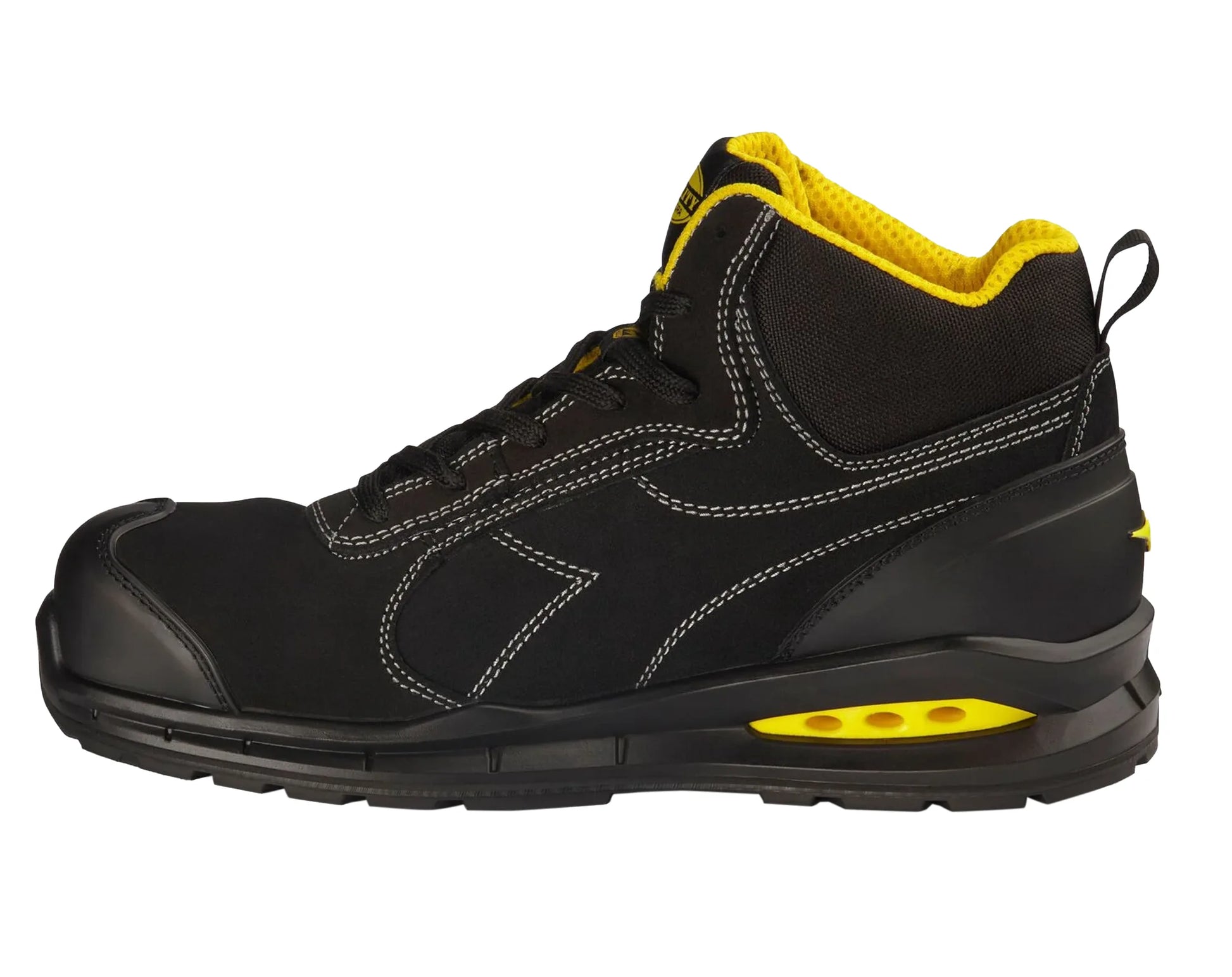 Diadora 181150 werkschoenen, hoog, zwart met geel, binnenkant