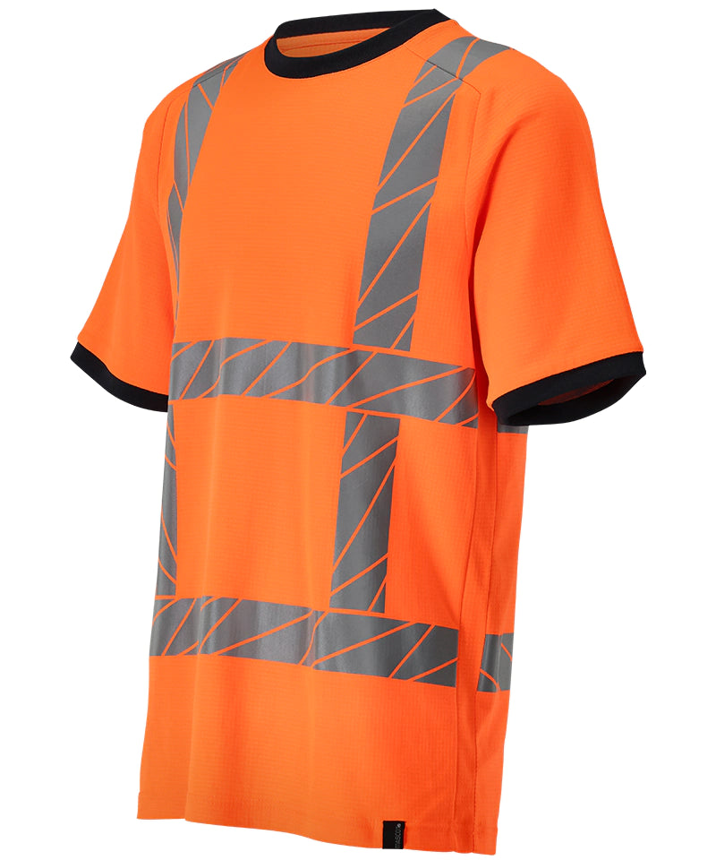 Mascot RWS t-shirt 24082 in feloranje met reflecterende strepen, zijkant