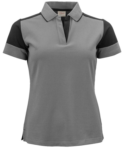 Poloshirt Dames Printer Prime Grijs-Zwart voorkant