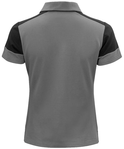 Poloshirt Dames Printer Prime Grijs-Zwart achterkant