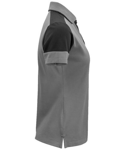 Poloshirt Dames Printer Prime Grijs-Zwart zijkant