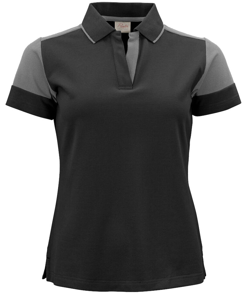 Poloshirt Dames Printer Prime Zwart-Grijs voorkant