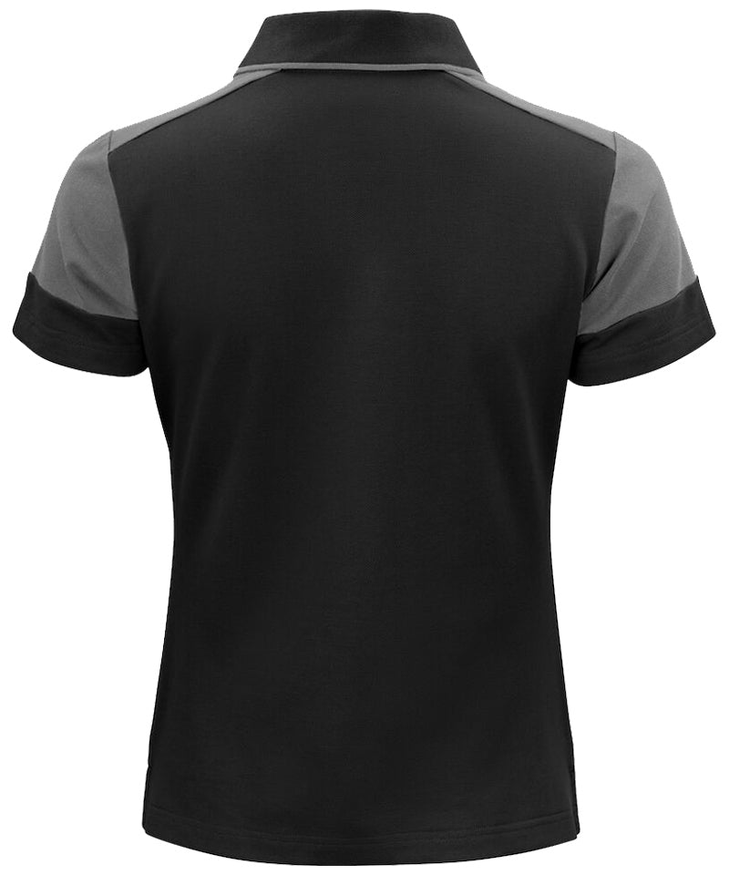 Poloshirt Dames Printer Prime Zwart-Grijs achterkant
