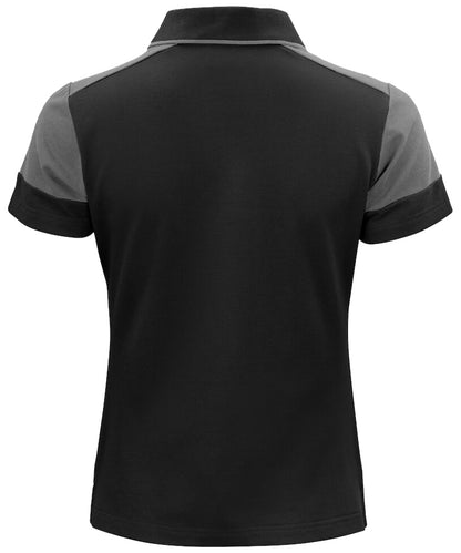 Poloshirt Dames Printer Prime Zwart-Grijs achterkant