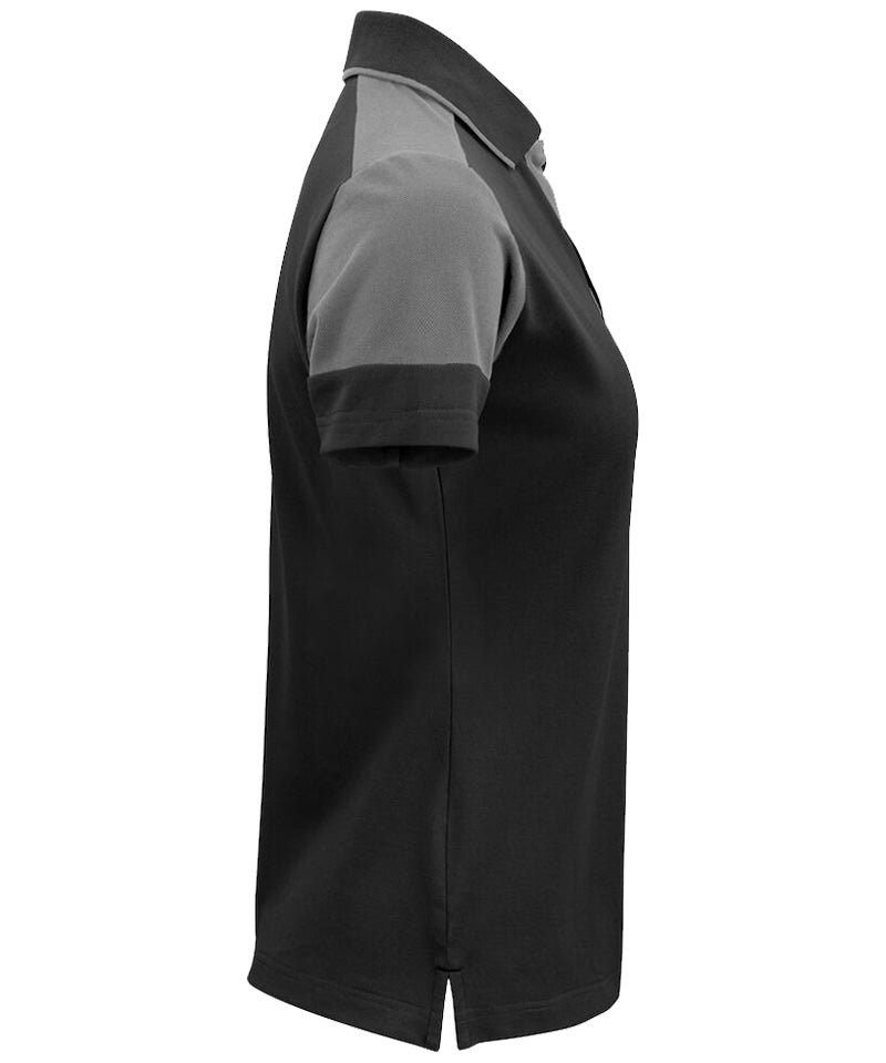 Poloshirt Dames Printer Prime Zwart-Grijs zijkant