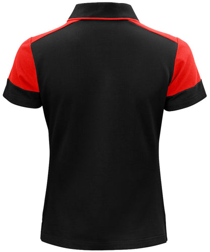 Poloshirt Dames Printer Prime Zwart-Rood achterkant