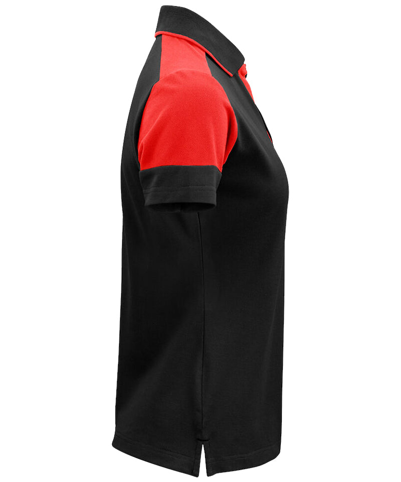 Poloshirt Dames Printer Prime Zwart-Rood zijkant