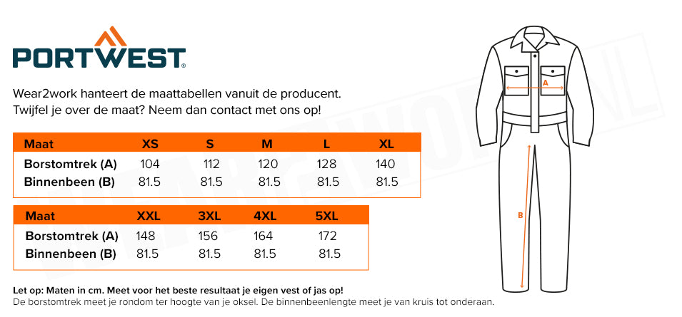 Overall Maten Vlamvertragende overall Portwest Welder