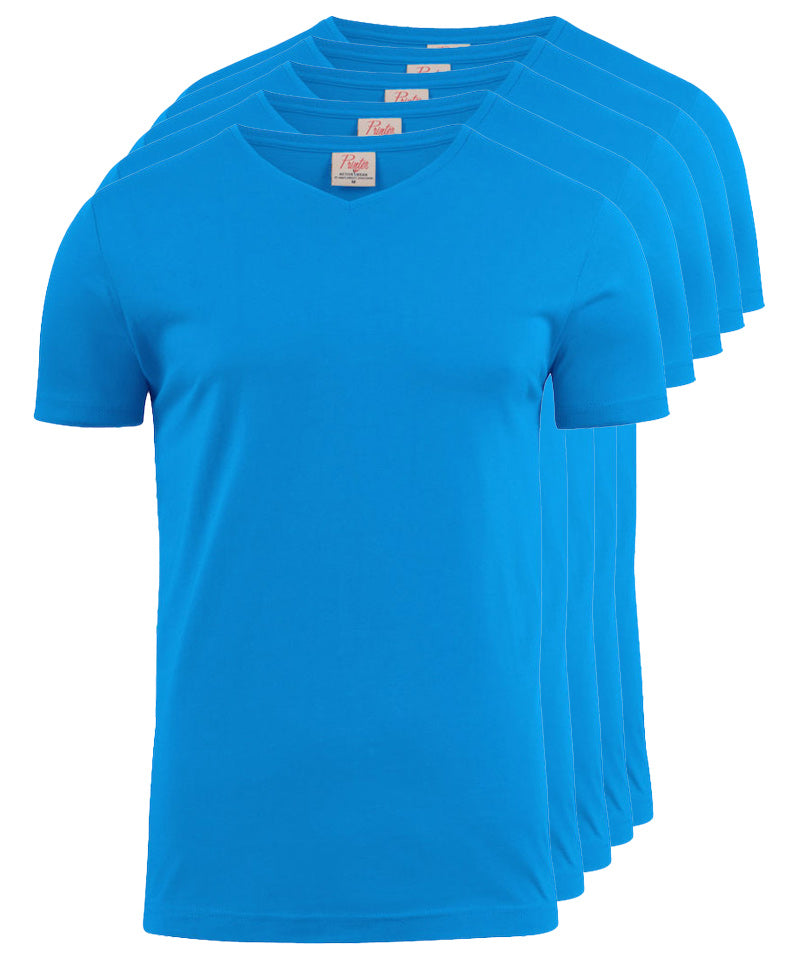 T-shirt pakket v-hals Printer 5 pack oceaanblauw