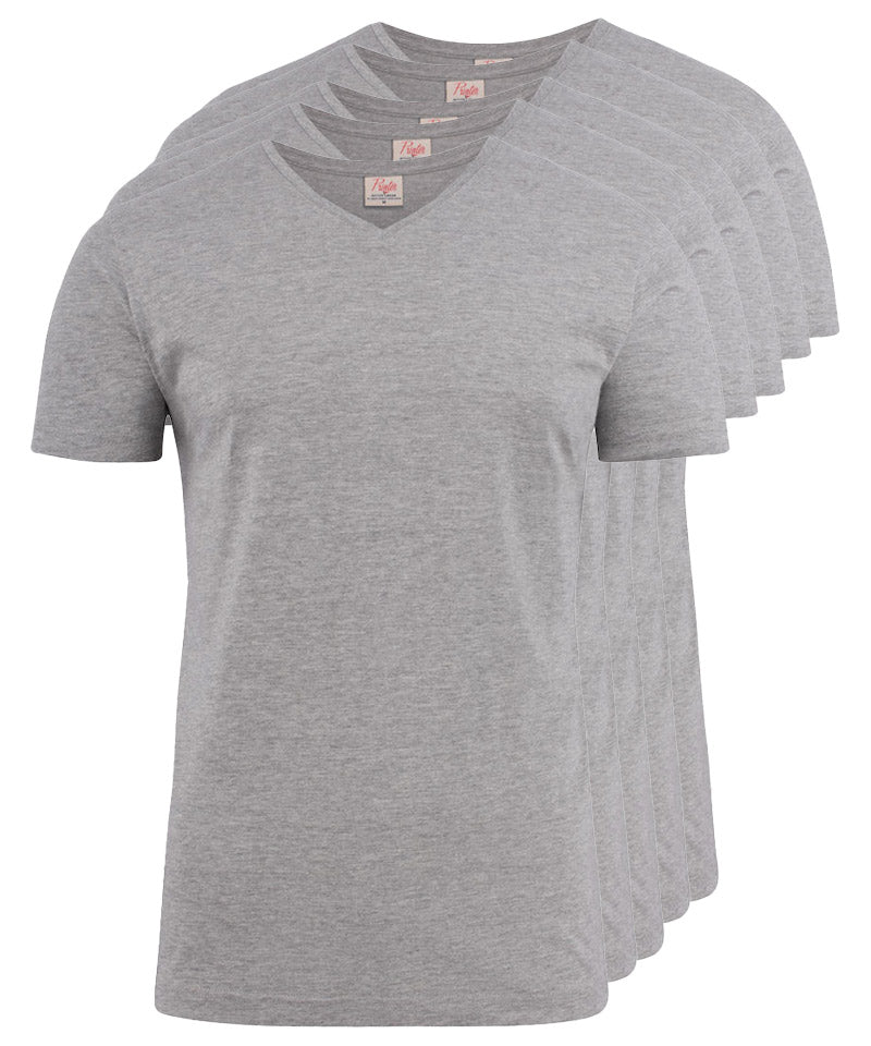 T-shirt pakket v-hals Printer 5 pack grijs