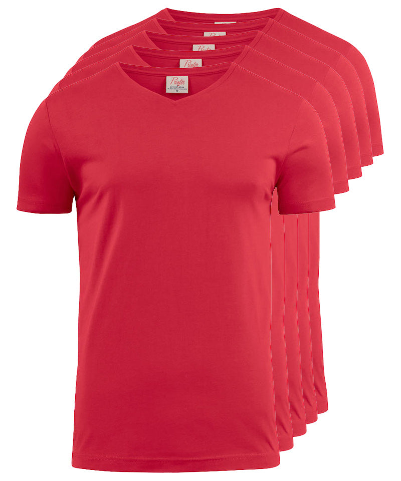 T-shirt pakket v-hals Printer 5 pack rood