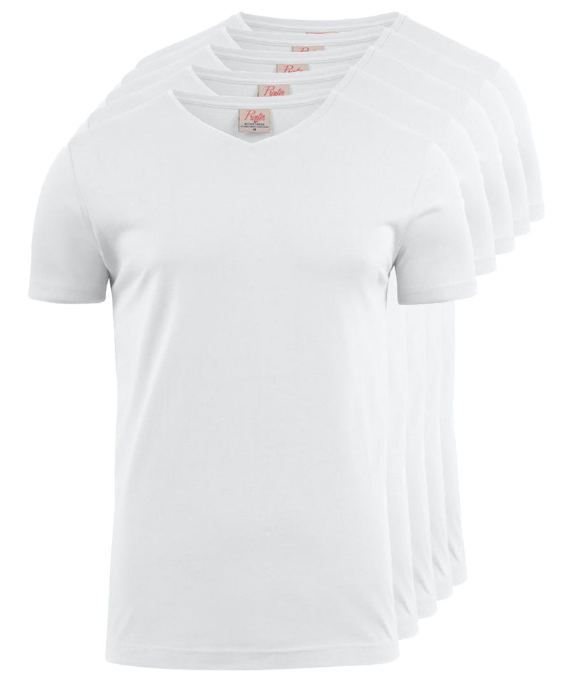 T-shirt pakket v-hals Printer 5 pack wit