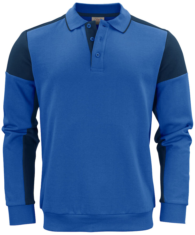 Polosweater Printer Prime Blauw-Navy voorkant