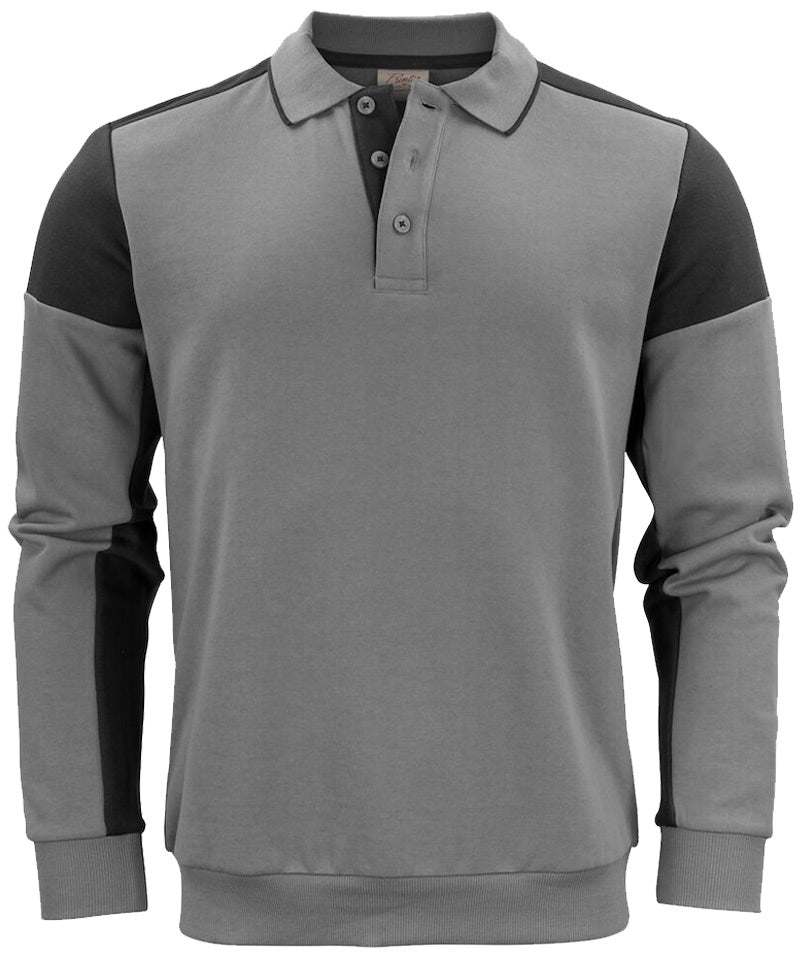 Polosweater Printer Prime Grijs-Zwart voorkant