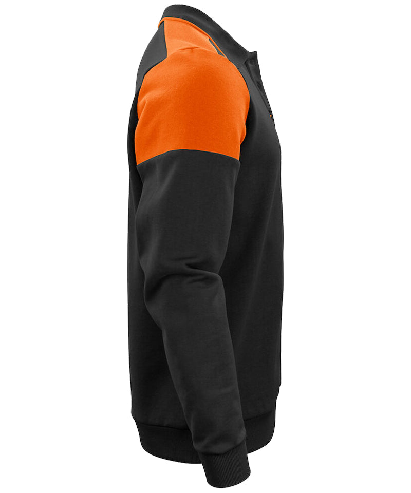 Polosweater Printer Prime Zwart-Oranje zijkant