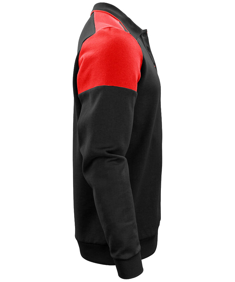 Polosweater Printer Prime Zwart-Rood zijkant