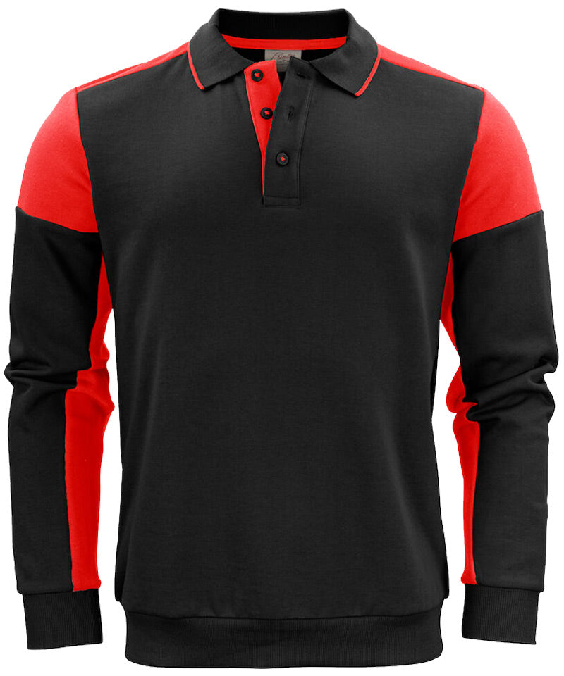 Polosweater Printer Prime Zwart-Rood voorkant