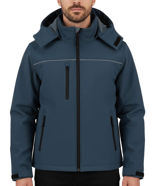 Softshell jas basic met capuchon aan foto model