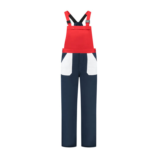 Tuinbroek 3-kleurig navy-wit-rood