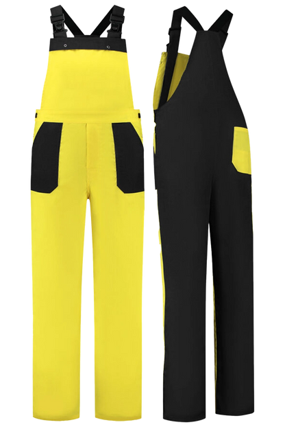 Tuinbroek 2-kleurig polyester-katoen geel zwart