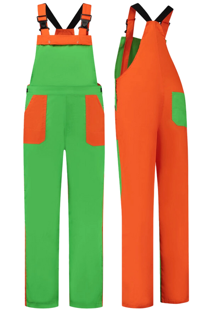 Tuinbroek 2-kleurig polyester-katoen groen oranje