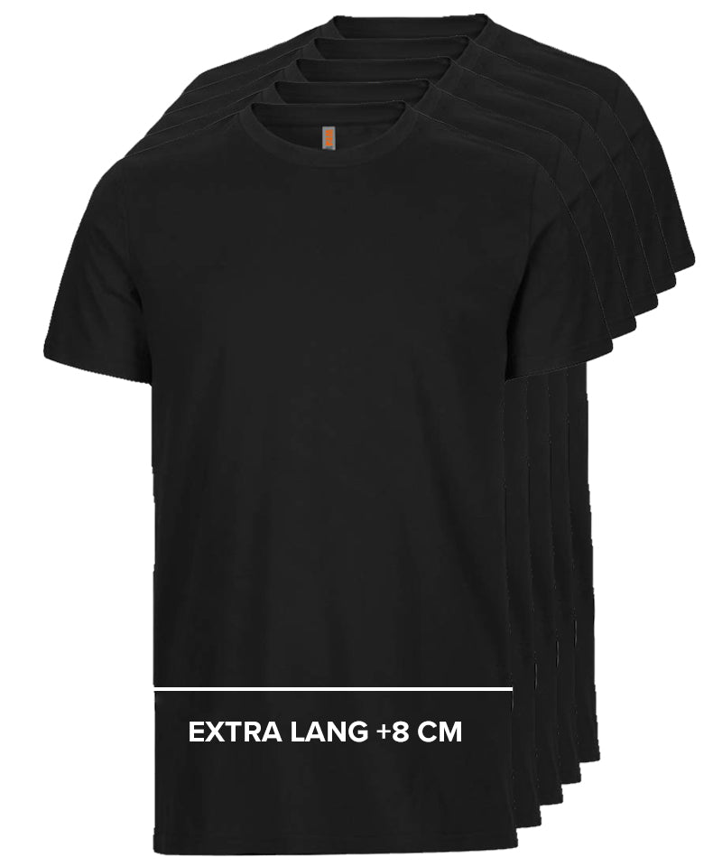 T-shirt extra lang W2wear zwart 5-pack voor €30