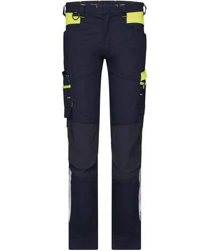 Dassy werkbroek Hong Kong stretch navy geel voorkant