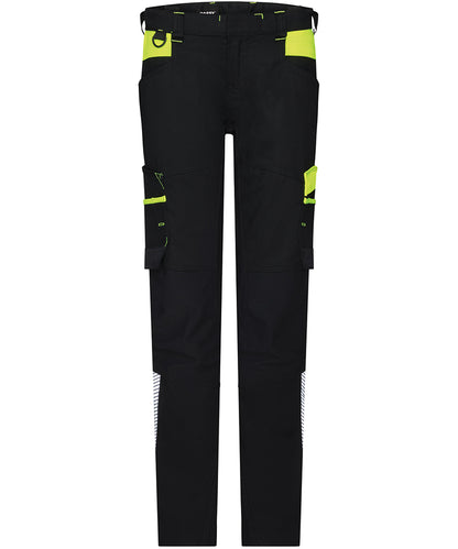 Dassy werkbroek Hong Kong stretch zwart geel voorkant