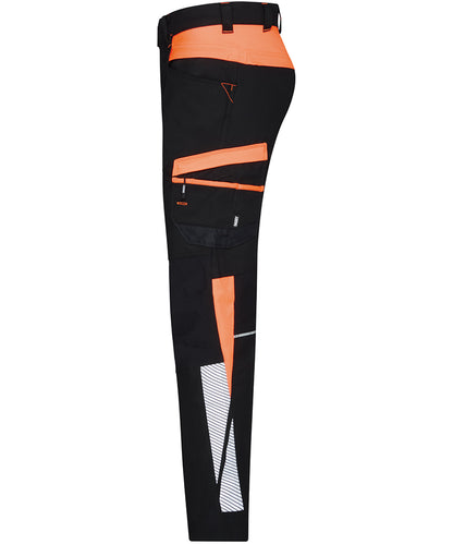 Dassy werkbroek Hong Kong stretch zwart oranje zijkant